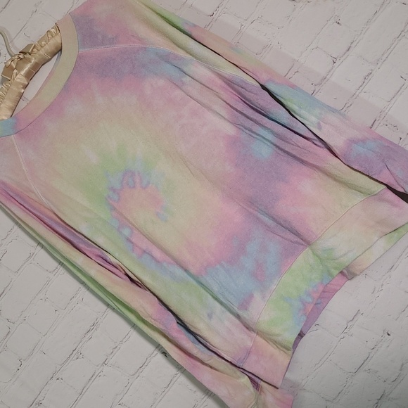 2019 Victorias Secret PINK Pastel Rainbow Tie Dye Long Sleeve Tee Womens XS - Picture 6 of 15